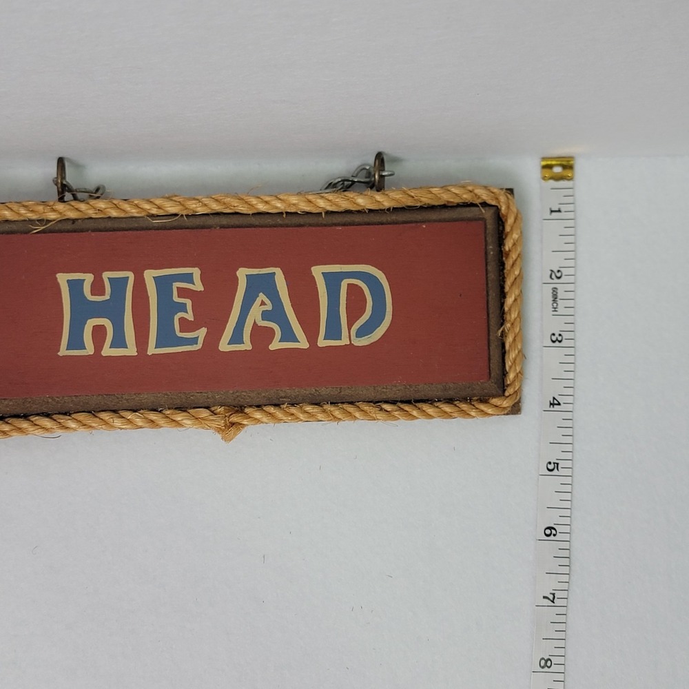 VTG Nautical Wood "HEAD" Sign – Rustic Decor Coastal Rope Bathroom - Picture 4 of 4